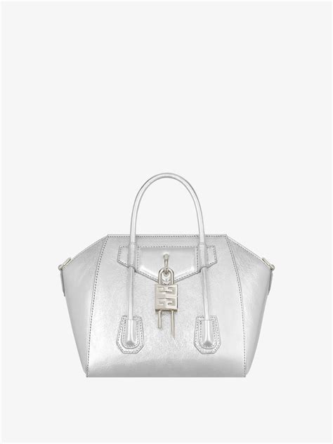 givenchy grey minotaur|Mini Antigona Lock bag in metallized leather in .